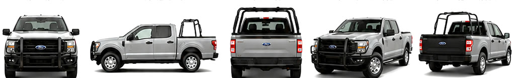 Cinco vistas de la pickup tipo comando: frontal, lateral, trasera y anguladas